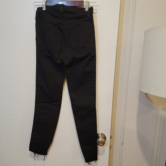 Hudson Holly High Rise Black Skinny Ankle Jeans Raw Hem Tuxedo Stripe Size 25 - Picture 5 of 17